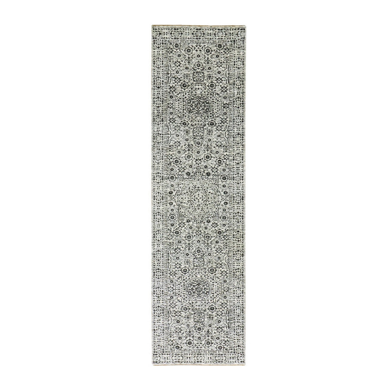 Ivory 2'9" x 10'0" Mamluk Hand knotted Wool Rug - Sku: O079686