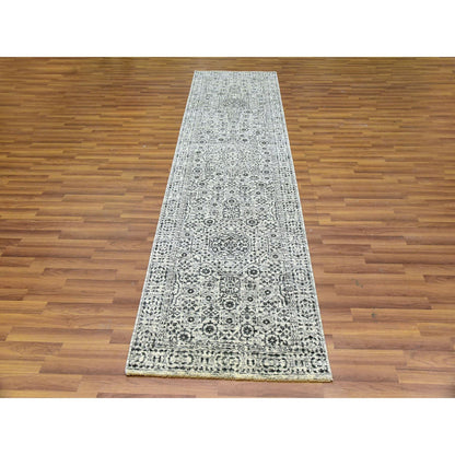 Mamluk Wool Hand Knotted Rug Ivory Ivory 2.9X10.0 -O079686