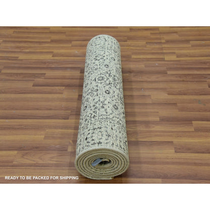 Mamluk Wool Hand Knotted Rug Ivory Ivory 2.9X10.0 -O079686