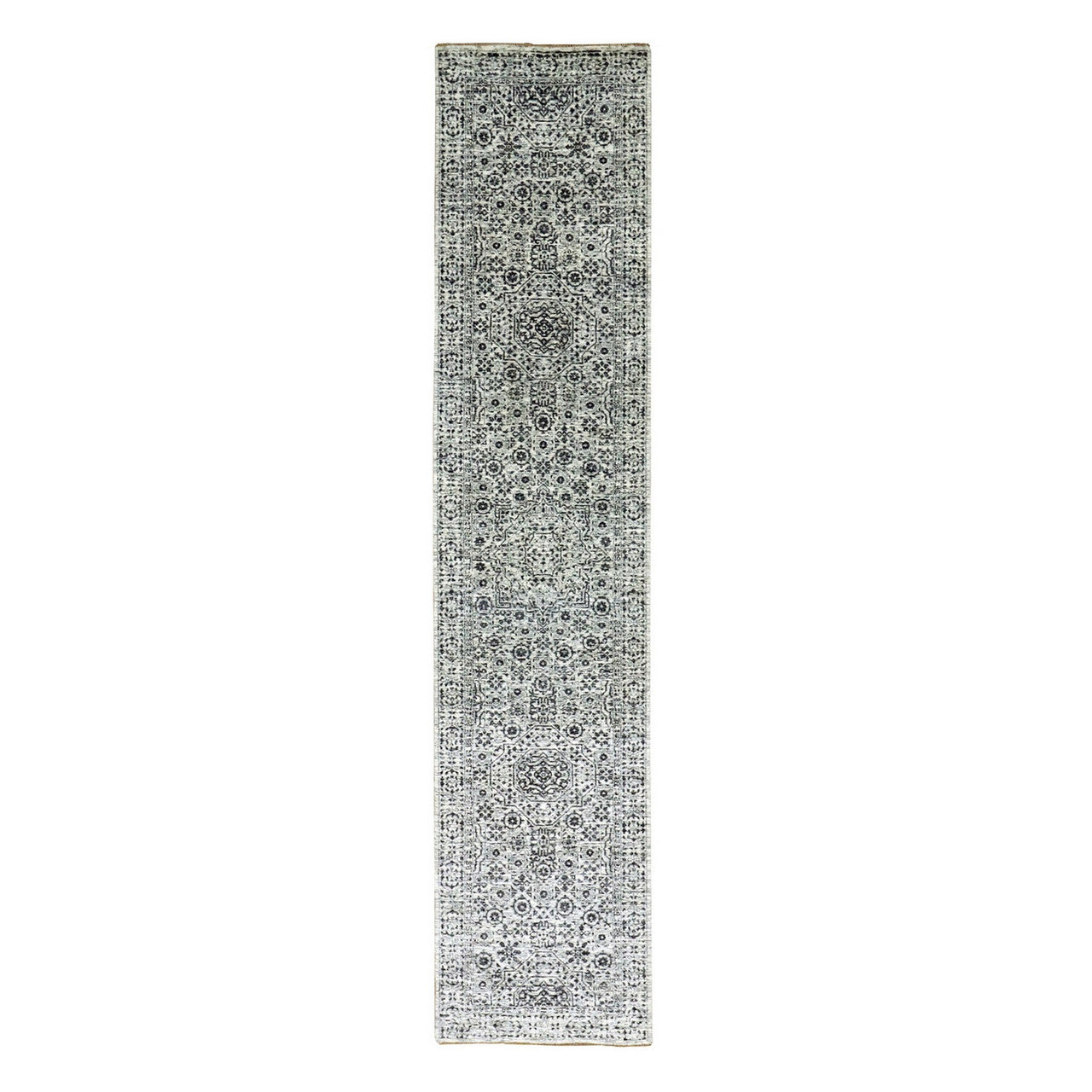 Ivory 2'7" x 12'0" Mamluk Hand knotted Wool Rug - Sku: O079687