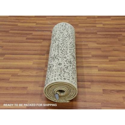 Mamluk Wool Hand Knotted Rug Ivory Ivory 2.7X12.0 -O079687