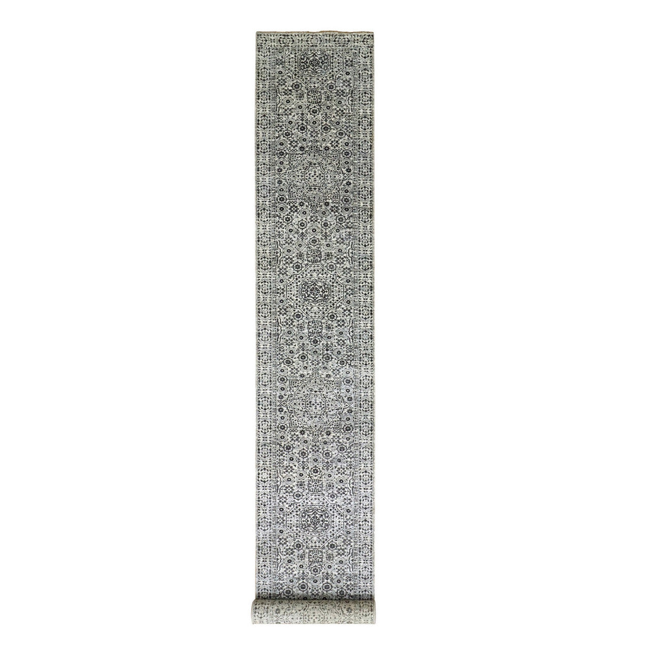 Ivory 2'10" x 18'0" Mamluk Hand knotted Wool Rug - Sku: O079689
