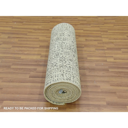 Mamluk Wool Hand Knotted Rug Ivory Ivory 2.10X18.0 -O079689