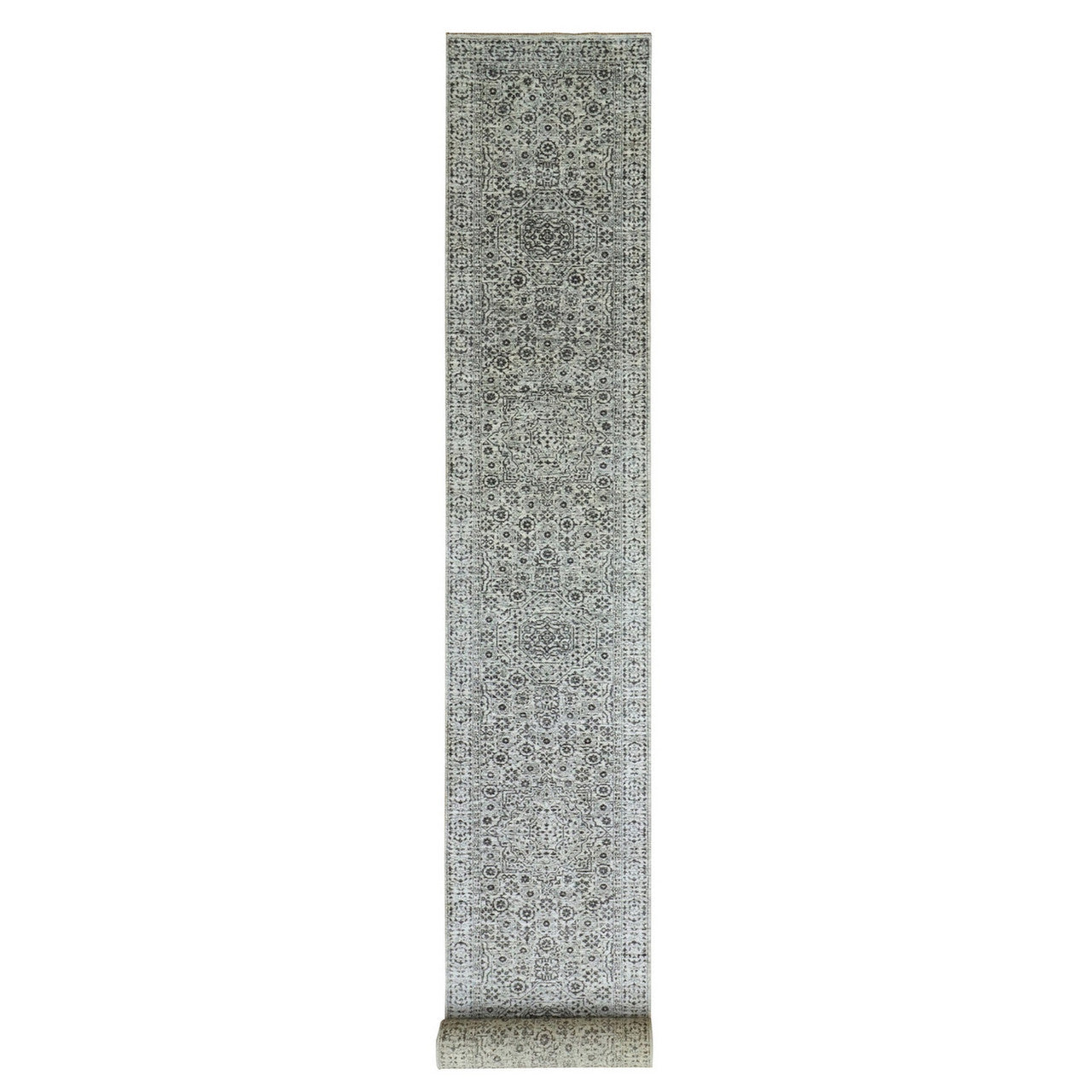 Ivory 2'10" x 21'10" Mamluk Hand knotted Wool Rug - Sku: O079690