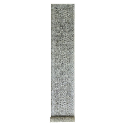 Mamluk Wool Hand Knotted Rug Ivory Ivory 2.10X21.10 -O079690