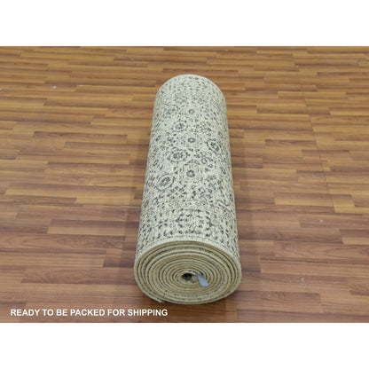 Mamluk Wool Hand Knotted Rug Ivory Ivory 2.10X21.10 -O079690