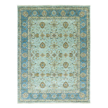 Oushak And Peshawar Wool Hand Knotted Rug Blue Blue 9.0X12.3 -O079691
