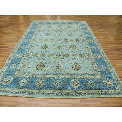 Oushak And Peshawar Wool Hand Knotted Rug Blue Blue 9.0X12.3 -O079691