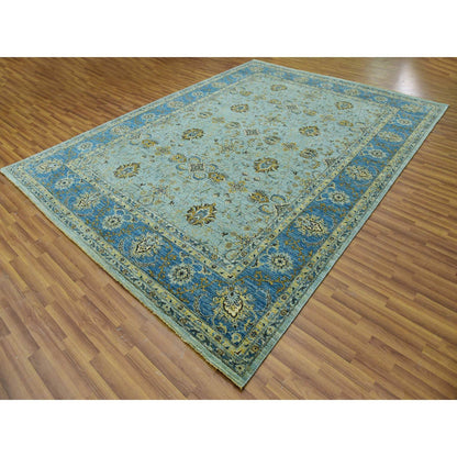Oushak And Peshawar Wool Hand Knotted Rug Blue Blue 9.0X12.3 -O079691
