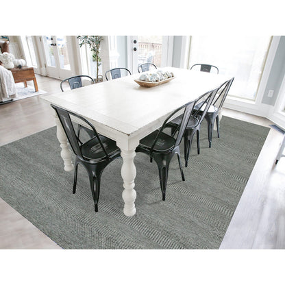 Modern and Contemporary Wool Hand Knotted Rug Grey No Border 9.0X11.10 -O079693