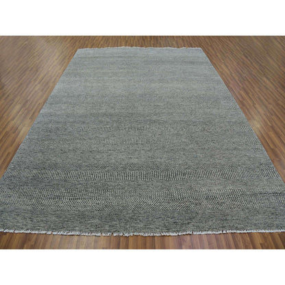 Modern and Contemporary Wool Hand Knotted Rug Grey No Border 9.0X11.10 -O079693