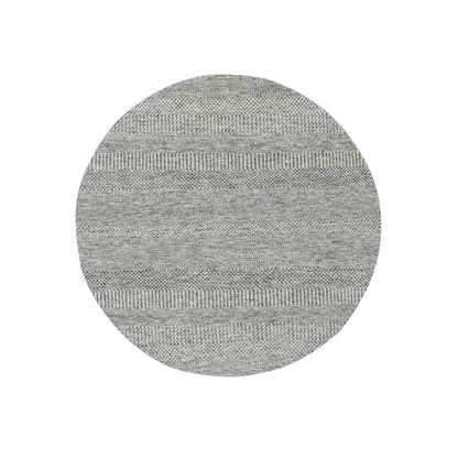 Modern and Contemporary Wool Hand Knotted Rug Grey No Border 4.10X4.11 -O079696