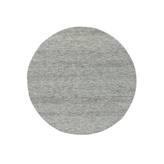 Modern and Contemporary Wool Hand Knotted Rug Grey No Border 4.10X4.11 -O079696