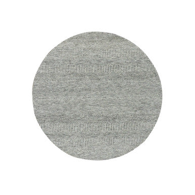 Modern and Contemporary Wool Hand Knotted Rug Grey No Border 4.10X4.11 -O079696