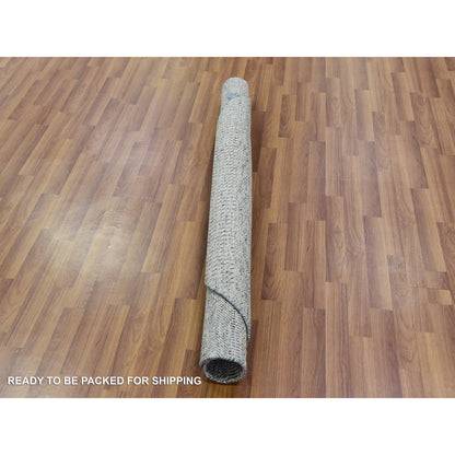 Modern and Contemporary Wool Hand Knotted Rug Grey No Border 4.10X4.11 -O079696