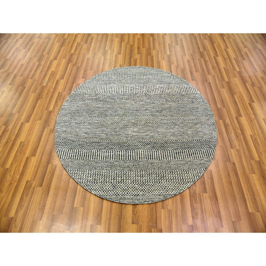 Modern and Contemporary Wool Hand Knotted Rug Grey No Border 4.8X4.8 -O079697