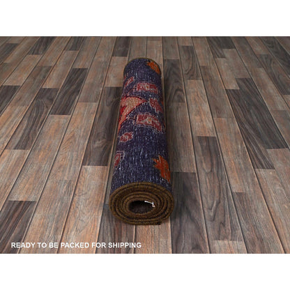 Overdyed & Vintage Wool Hand Knotted Rug Grey 2.8x7.10 -O0796