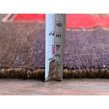Overdyed & Vintage Wool Hand Knotted Rug Grey 2.8x7.10 -O0796