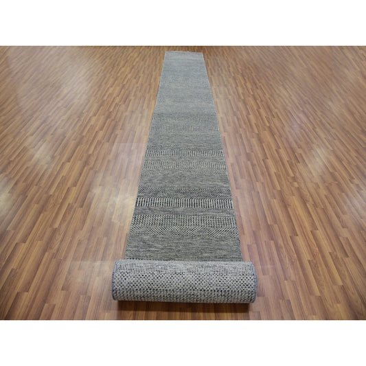 Modern and Contemporary Wool Hand Knotted Rug Grey No Border 2.7X26.3 -O079701