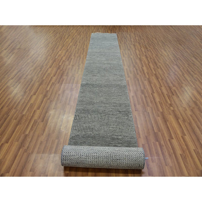 Modern and Contemporary Wool Hand Knotted Rug Grey No Border 2.7X22.1 -O079702