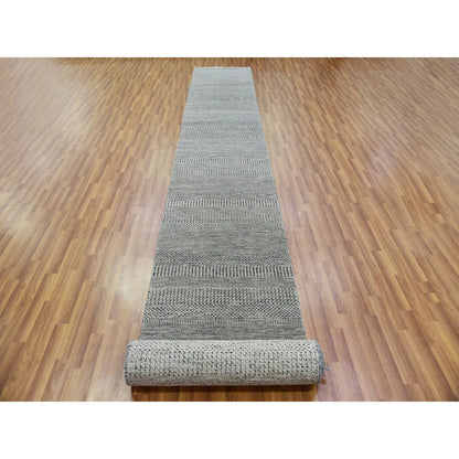 Modern and Contemporary Wool Hand Knotted Rug Grey No Border 2.8X19.11 -O079703