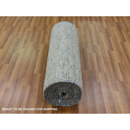 Modern and Contemporary Wool Hand Knotted Rug Grey No Border 2.8X19.11 -O079703