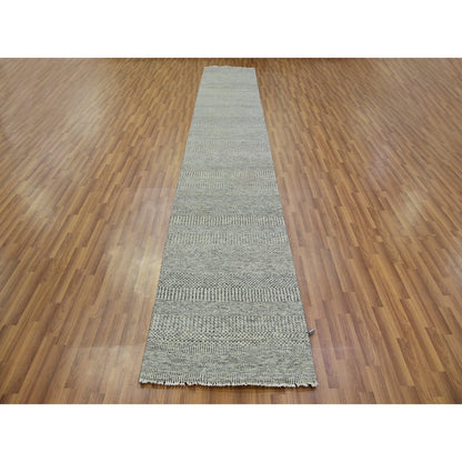 Modern and Contemporary Wool Hand Knotted Rug Grey No Border 2.6X15.11 -O079704