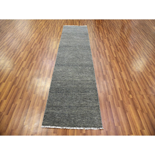 Modern and Contemporary Wool Hand Knotted Rug Grey No Border 2.6X9.11 -O079705