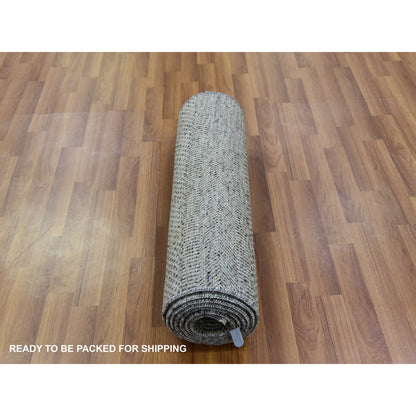 Modern and Contemporary Wool Hand Knotted Rug Grey No Border 2.6X9.11 -O079705