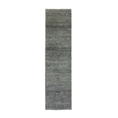 Modern and Contemporary Wool Hand Knotted Rug Grey No Border 2.6X9.11 -O079706