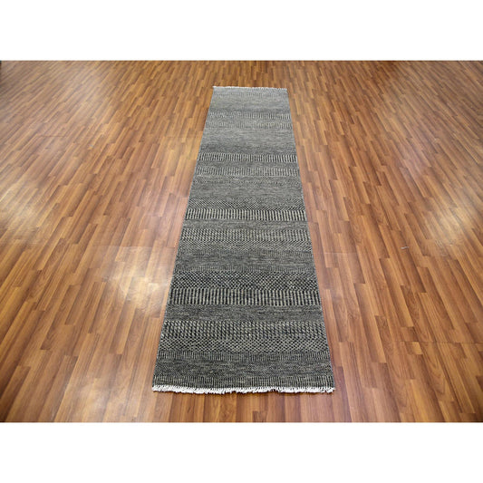 Modern and Contemporary Wool Hand Knotted Rug Grey No Border 2.6X9.11 -O079706