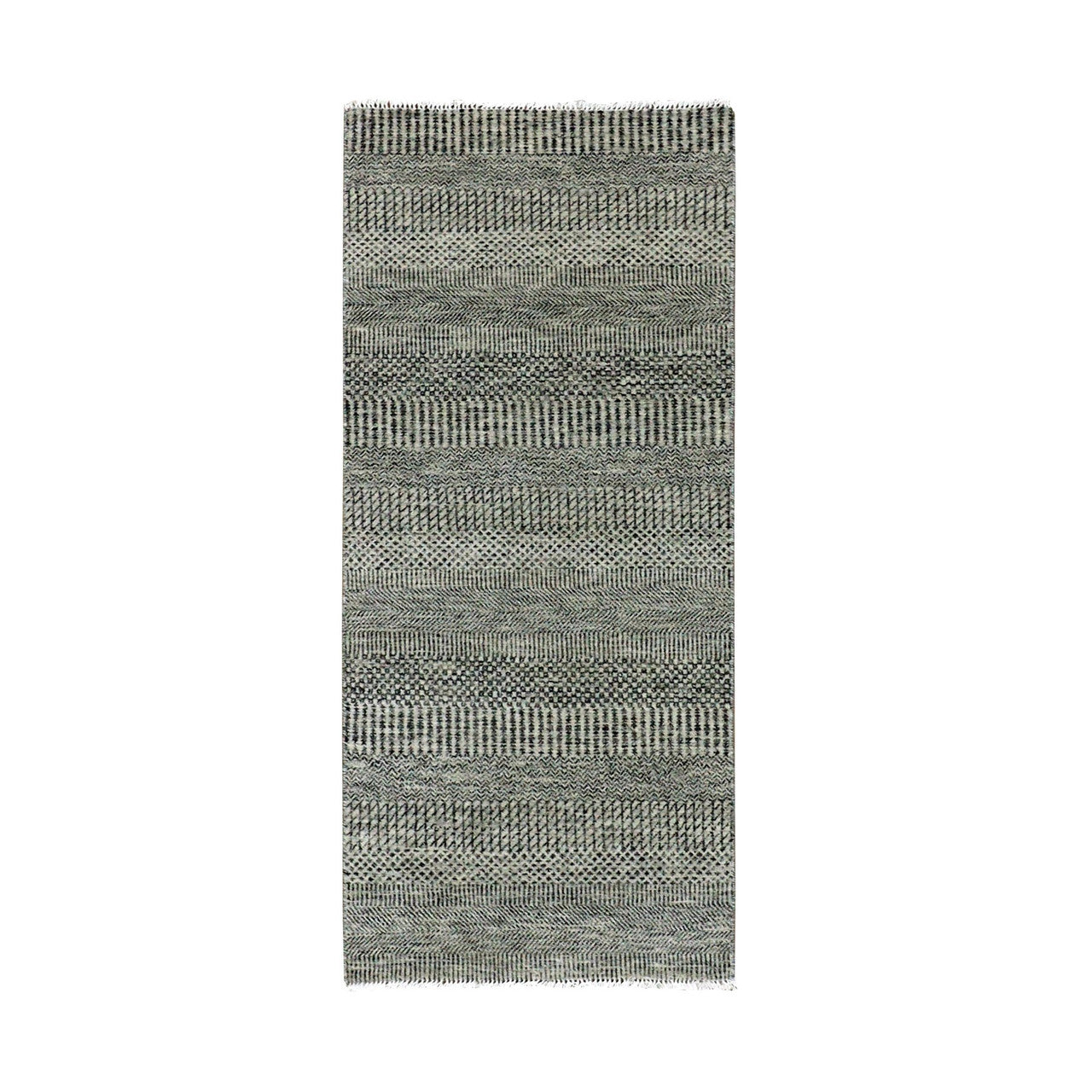 Gray 2'6" x 5'10" Modern and Contemporary Hand knotted Wool Rug - Sku: O079707