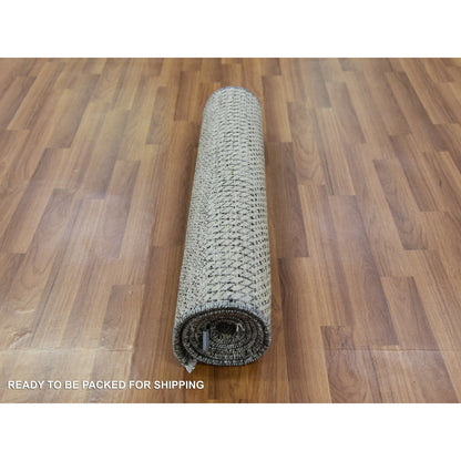 Modern and Contemporary Wool Hand Knotted Rug Grey No Border 2.6X5.10 -O079708