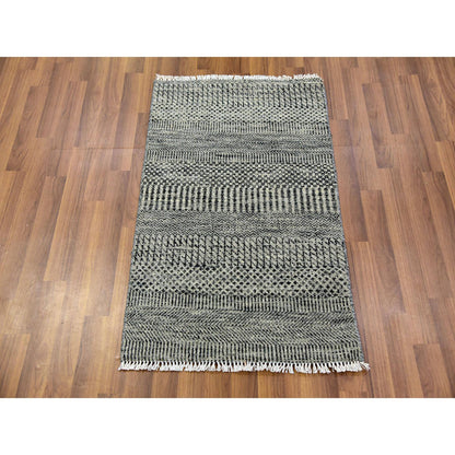 Modern and Contemporary Wool Hand Knotted Rug Grey No Border 2.0X3.2 -O079709