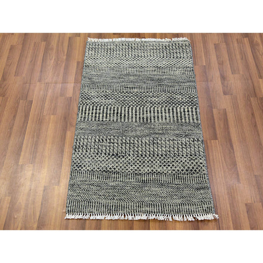 Modern and Contemporary Wool Hand Knotted Rug Grey No Border 2.0X3.2 -O079710