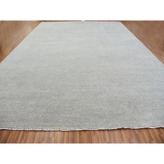 Modern and Contemporary Wool Hand Knotted Rug Grey No Border 14.0X18.3 -O079711