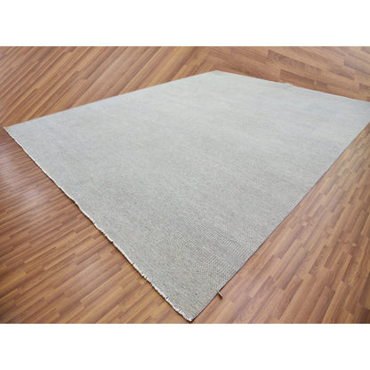 Modern and Contemporary Wool Hand Knotted Rug Grey No Border 14.0X18.3 -O079711