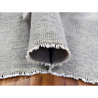 Modern and Contemporary Wool Hand Knotted Rug Grey No Border 14.0X18.3 -O079711