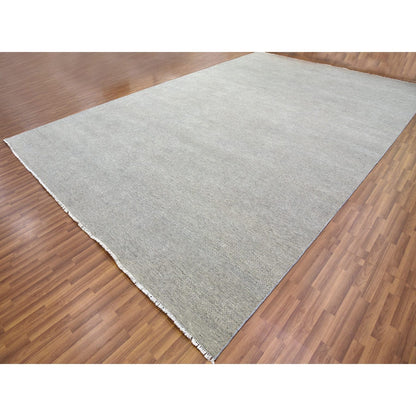 Modern and Contemporary Wool Hand Knotted Rug Grey No Border 11.10X18.0 -O079712