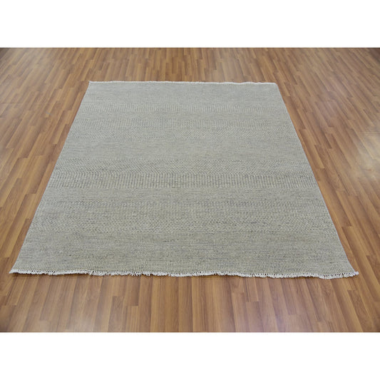 Modern and Contemporary Wool Hand Knotted Rug Grey No Border 5.11X6.0 -O079715