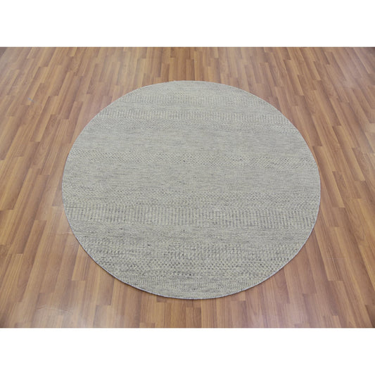 Modern and Contemporary Wool Hand Knotted Rug Grey No Border 4.10X4.10 -O079716