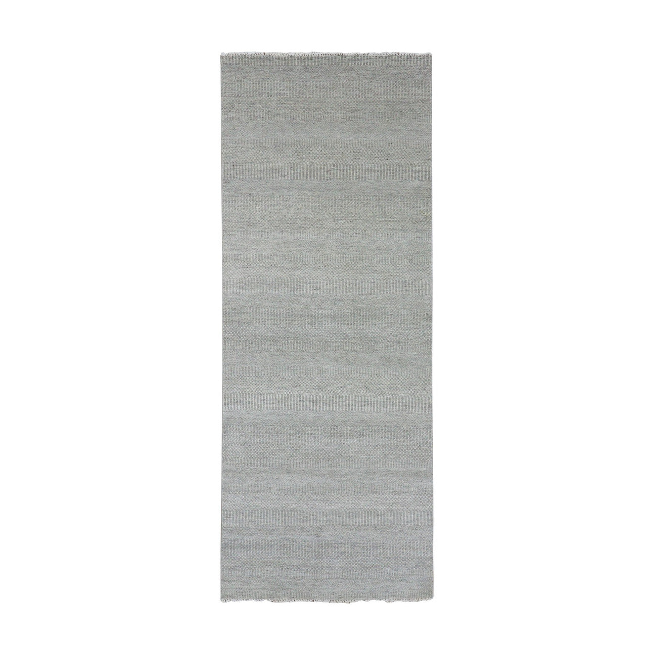 Gray 4'0" x 10'6" Modern and Contemporary Hand knotted Wool Rug - Sku: O079717