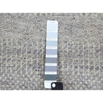 Modern and Contemporary Wool Hand Knotted Rug Grey No Border 4.0X10.6 -O079717