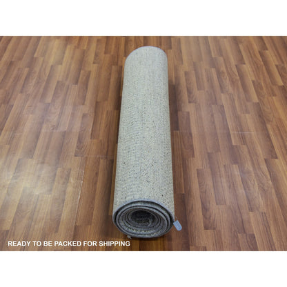 Modern and Contemporary Wool Hand Knotted Rug Grey No Border 4.0X10.6 -O079717