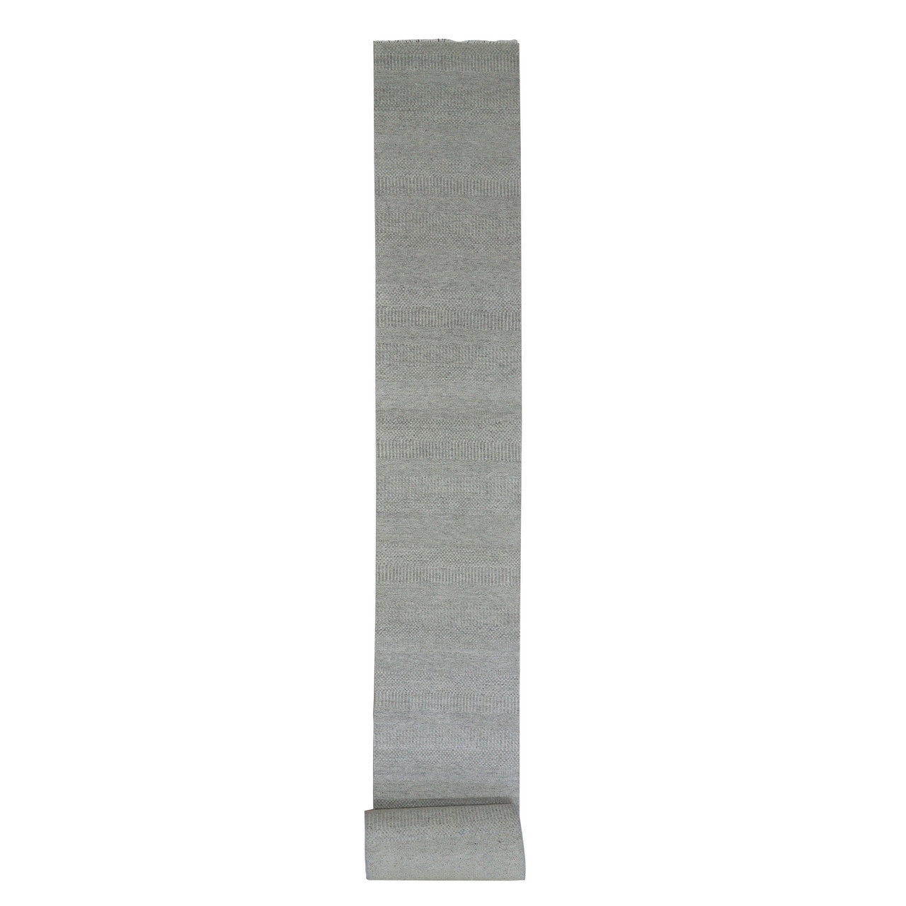 Gray 2'7" x 32'1" Modern and Contemporary Hand knotted Wool Rug - Sku: O079718