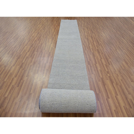 Modern and Contemporary Wool Hand Knotted Rug Grey No Border 2.7X32.1 -O079718