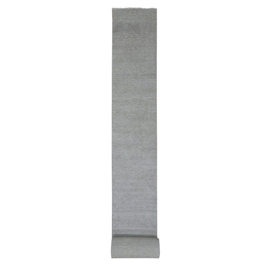 Modern and Contemporary Wool Hand Knotted Rug Grey No Border 2.5X29.5 -O079719
