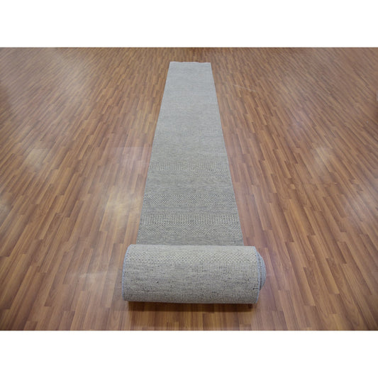 Modern and Contemporary Wool Hand Knotted Rug Grey No Border 2.5X29.5 -O079719