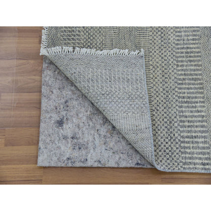 Modern and Contemporary Wool Hand Knotted Rug Grey No Border 2.6X21.8 -O079721