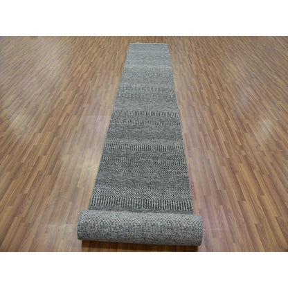 Modern and Contemporary Wool Hand Knotted Rug Grey No Border 2.7X19.11 -O079732